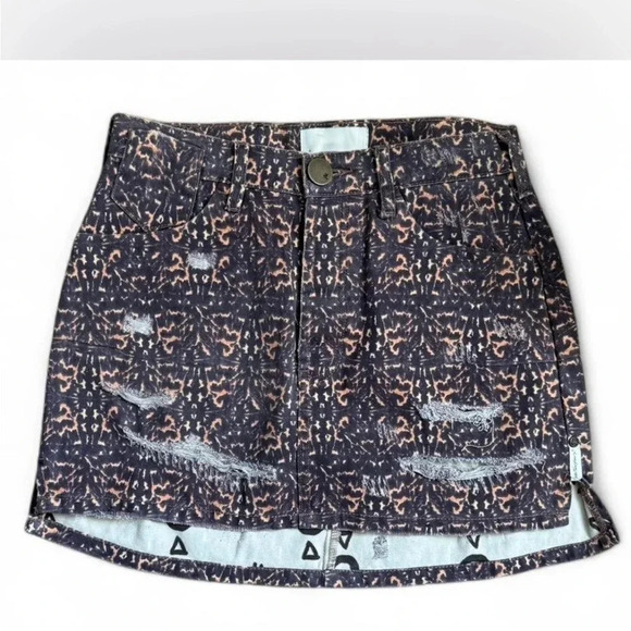 One Teaspoon Womens Mini Skirt Size 26 Azteca Leopard Vanguard Button Front - Picture 1 of 4